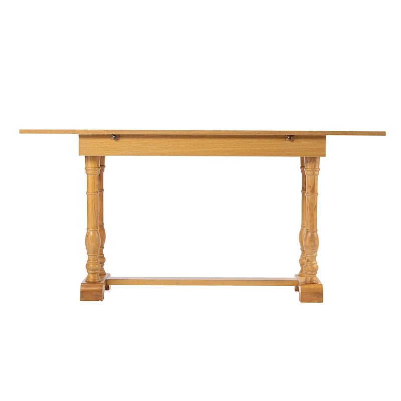 Furniture Eddlewood Farmhouse Drop Leaf Trestle Console to Dining Table