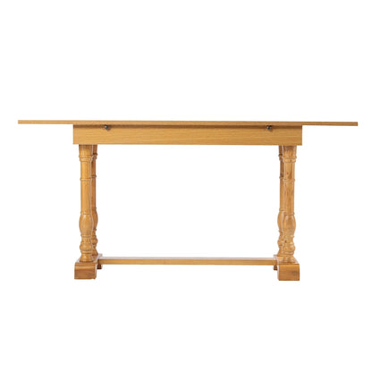 Furniture Eddlewood Farmhouse Drop Leaf Trestle Console to Dining Table