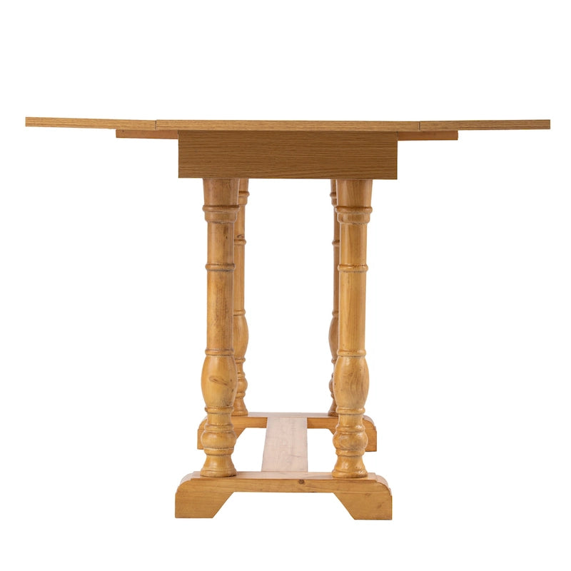 Furniture Eddlewood Farmhouse Drop Leaf Trestle Console to Dining Table