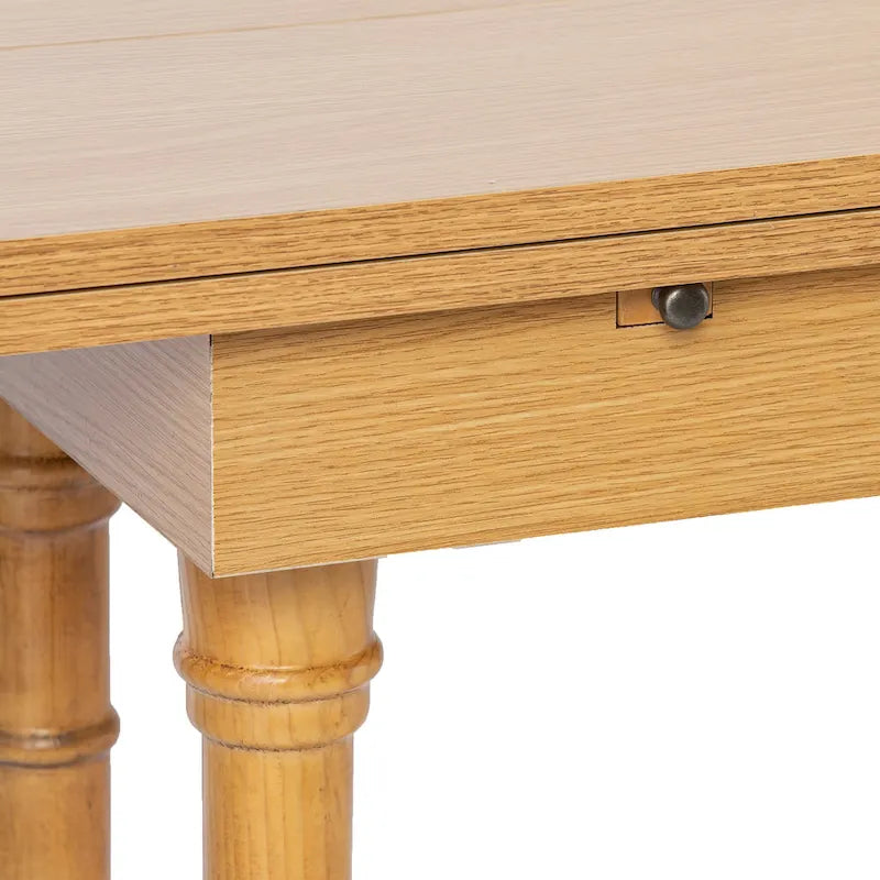 Furniture Eddlewood Farmhouse Drop Leaf Trestle Console to Dining Table