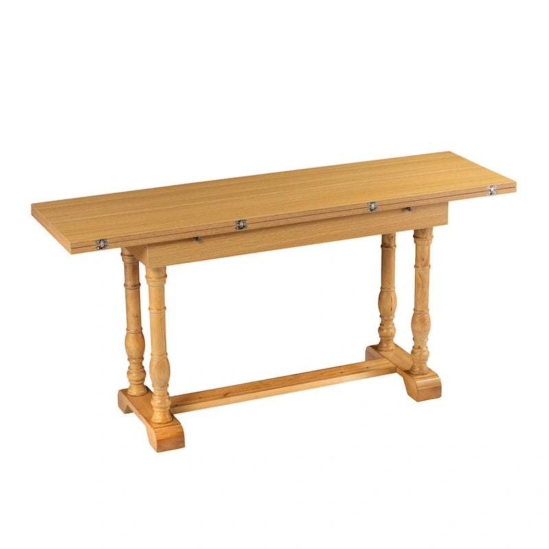 Furniture Eddlewood Farmhouse Drop Leaf Trestle Console to Dining Table