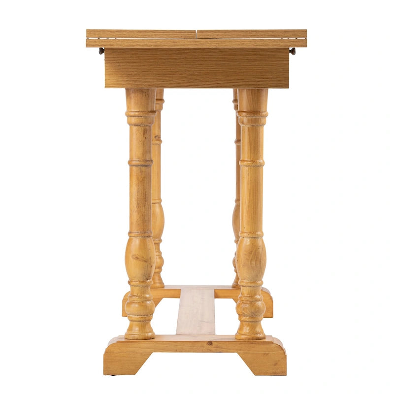 Furniture Eddlewood Farmhouse Drop Leaf Trestle Console to Dining Table
