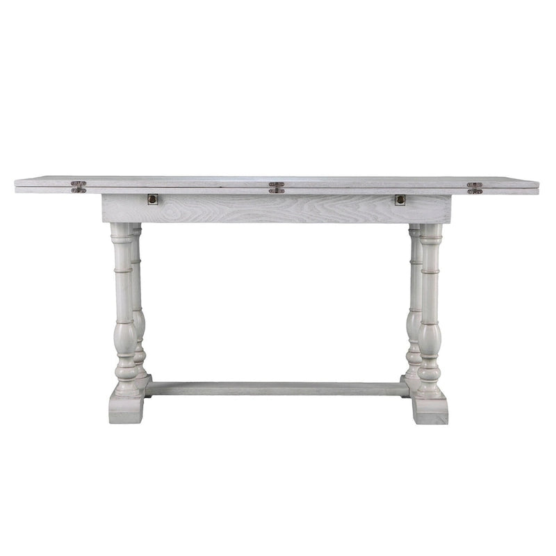 Furniture Eddlewood Farmhouse Drop Leaf Trestle Console to Dining Table