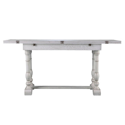 Furniture Eddlewood Farmhouse Drop Leaf Trestle Console to Dining Table