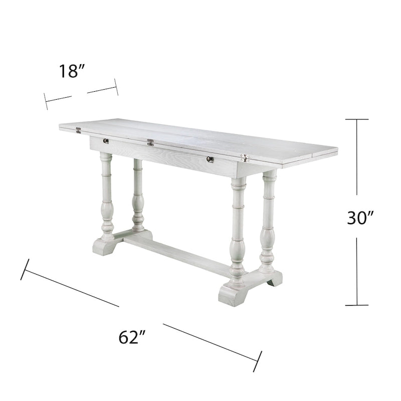 Furniture Eddlewood Farmhouse Drop Leaf Trestle Console to Dining Table