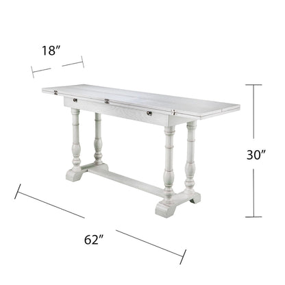 Furniture Eddlewood Farmhouse Drop Leaf Trestle Console to Dining Table