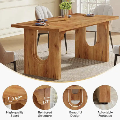 70.89 Rectangle Dining Table for 6-8 People, Modern Simple Wood Kitchen Table