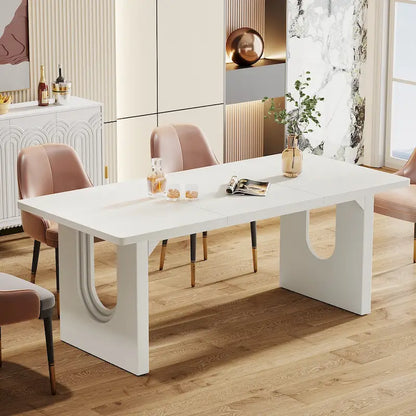 70.89 Rectangle Dining Table for 6-8 People, Modern Simple Wood Kitchen Table