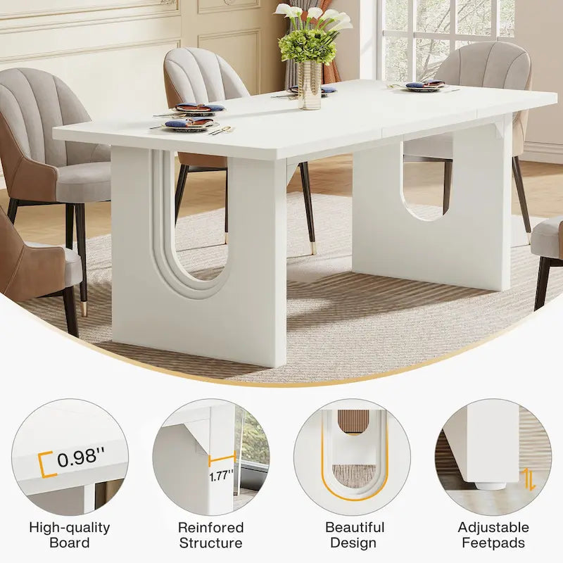 70.89 Rectangle Dining Table for 6-8 People, Modern Simple Wood Kitchen Table