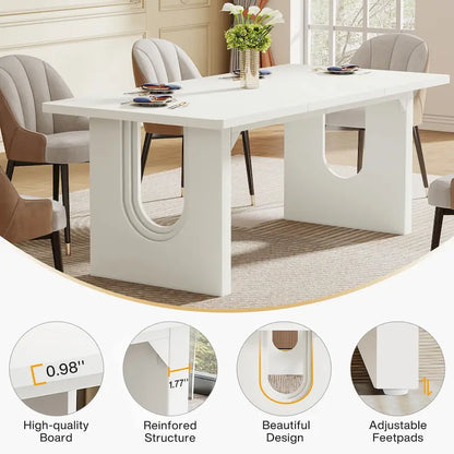 70.89 Rectangle Dining Table for 6-8 People, Modern Simple Wood Kitchen Table