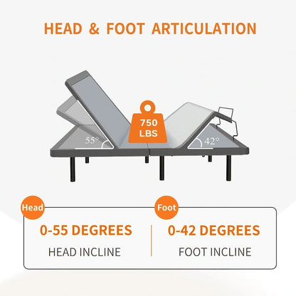 Adjustable Bed Frame, with Massage