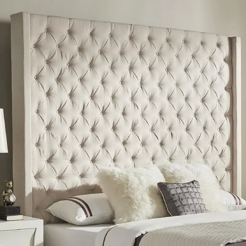 Button-Tufted Wingback Upholstered Headboard