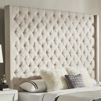 Button-Tufted Wingback Upholstered Headboard