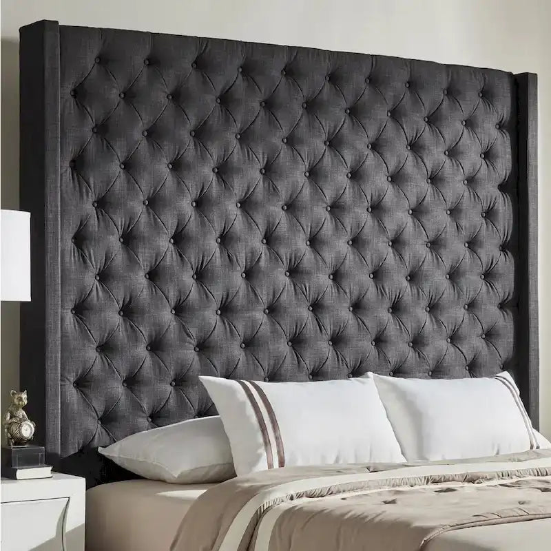 Button-Tufted Wingback Upholstered Headboard