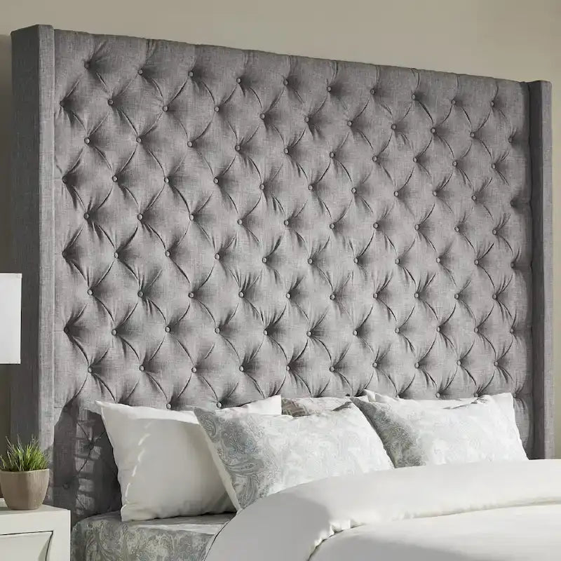 Button-Tufted Wingback Upholstered Headboard