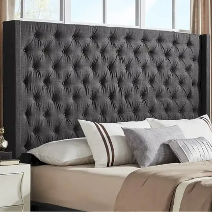 Button-Tufted Wingback Upholstered Headboard