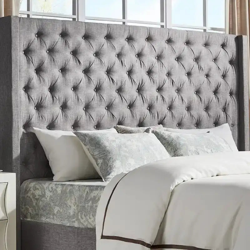 Button-Tufted Wingback Upholstered Headboard