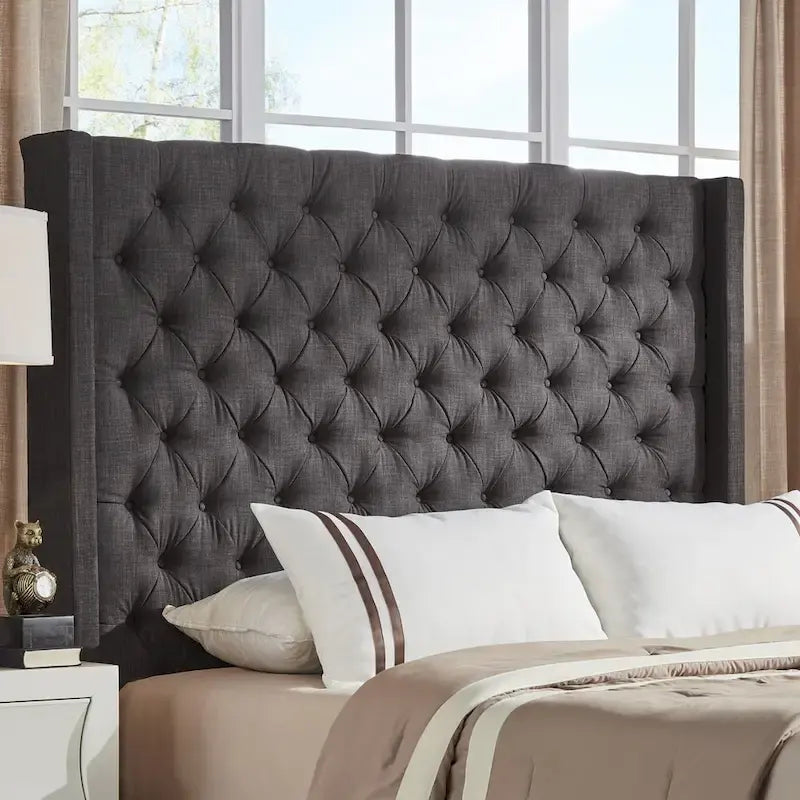 Button-Tufted Wingback Upholstered Headboard