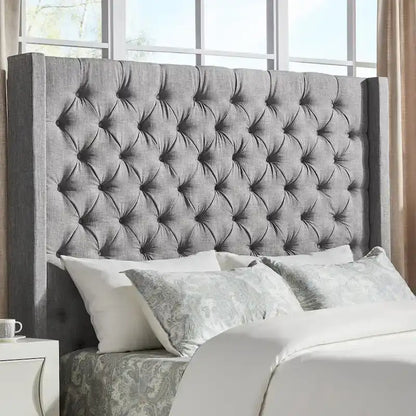 Button-Tufted Wingback Upholstered Headboard