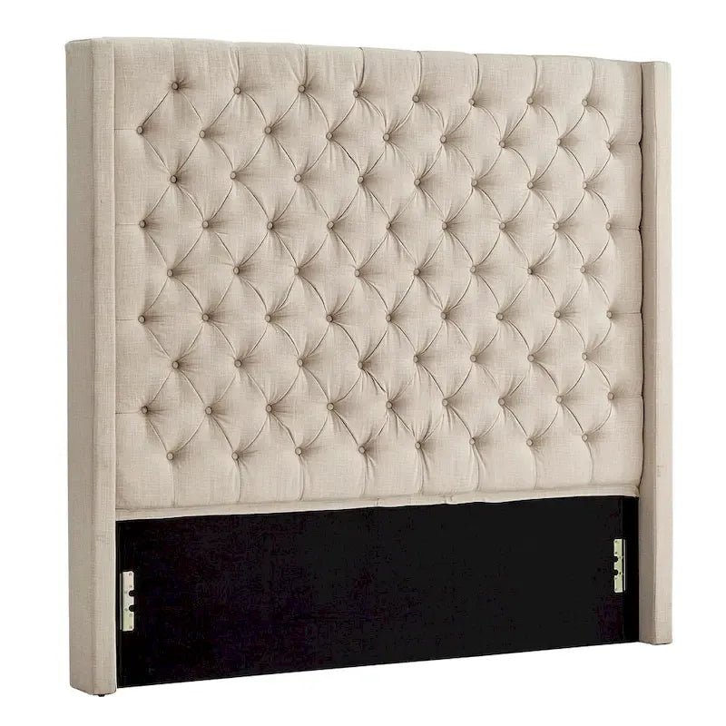 Button-Tufted Wingback Upholstered Headboard