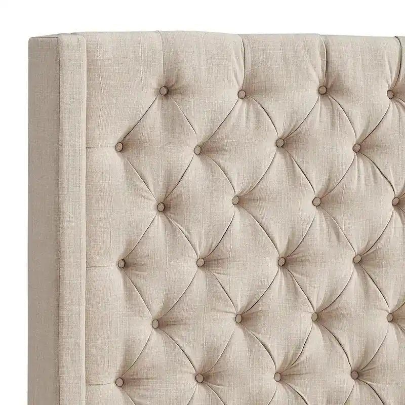 Button-Tufted Wingback Upholstered Headboard