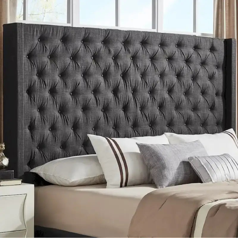 Button-Tufted Wingback Upholstered Headboard