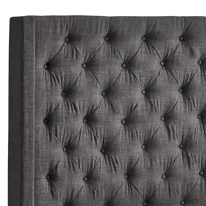 Button-Tufted Wingback Upholstered Headboard