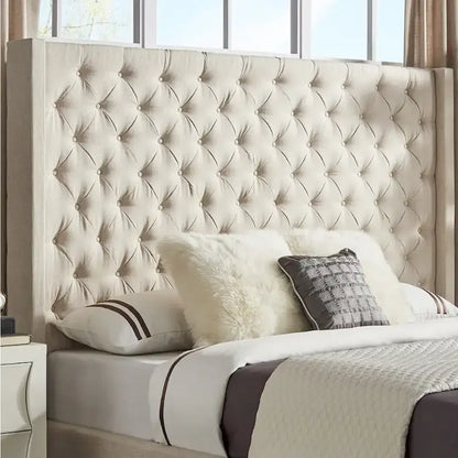 Button-Tufted Wingback Upholstered Headboard