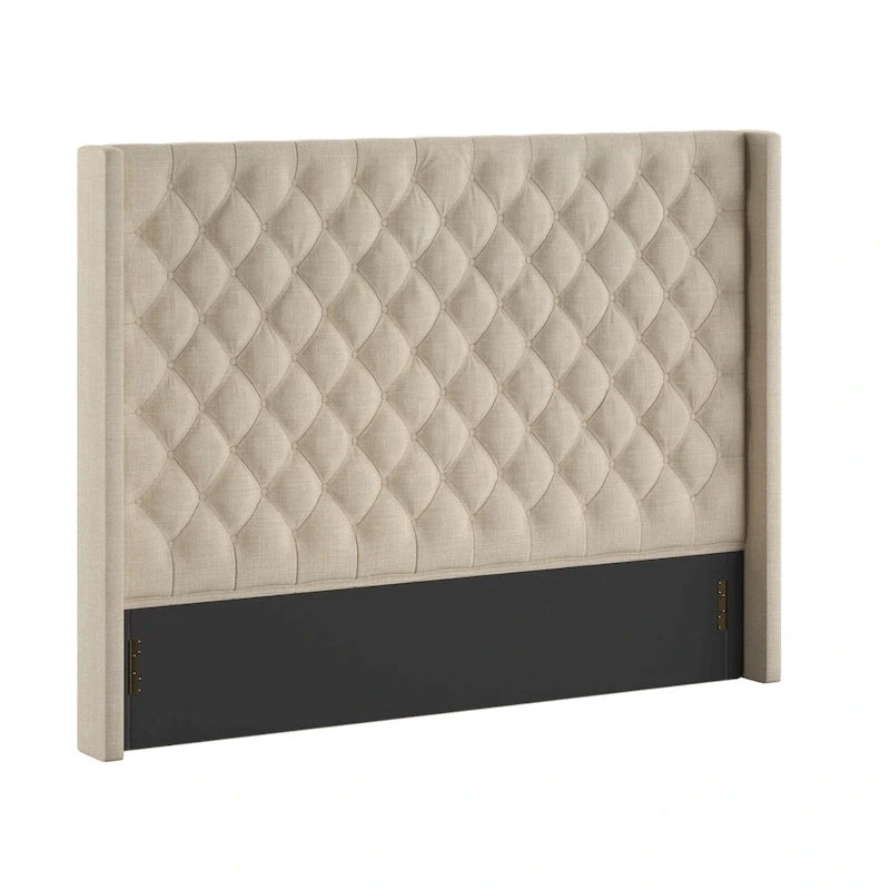 Button-Tufted Wingback Upholstered Headboard