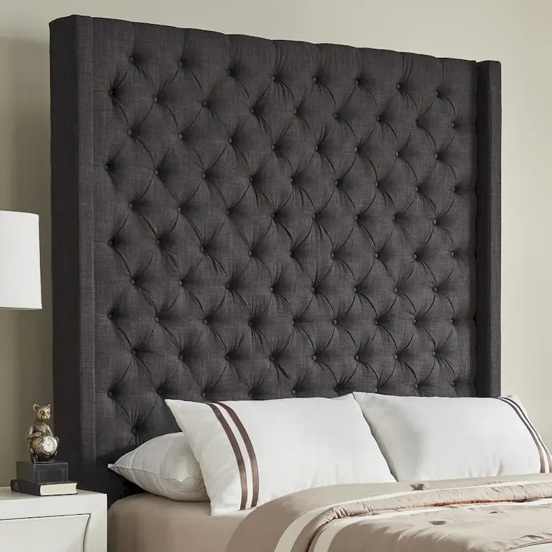 Button-Tufted Wingback Upholstered Headboard