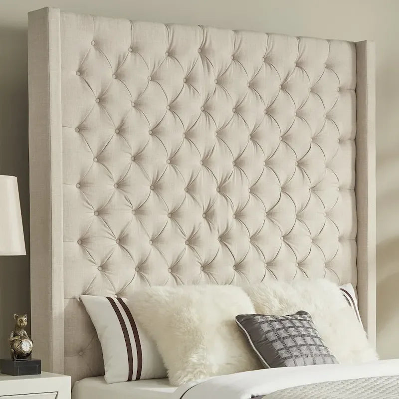 Button-Tufted Wingback Upholstered Headboard