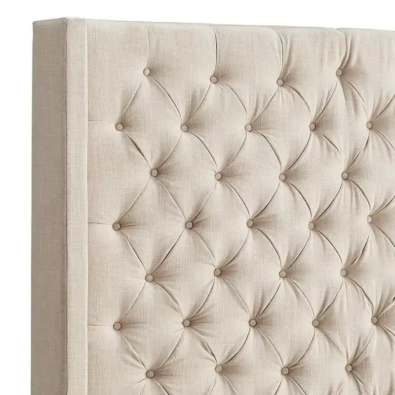 Button-Tufted Wingback Upholstered Headboard