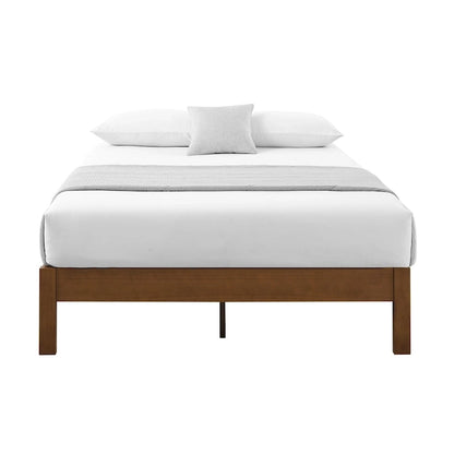 Deluxe Wood Platform Bed Frame,No Need for Box Spring,Rivet Modern Solid Pine Wood Platform Bed,Antique Espresso