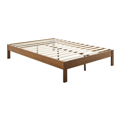 Deluxe Wood Platform Bed Frame,No Need for Box Spring,Rivet Modern Solid Pine Wood Platform Bed,Antique Espresso