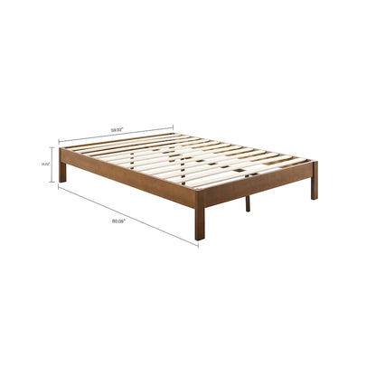 Deluxe Wood Platform Bed Frame,No Need for Box Spring,Rivet Modern Solid Pine Wood Platform Bed,Antique Espresso