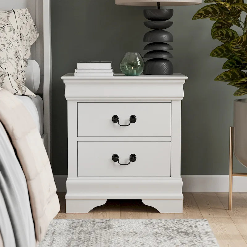 Furniture of America Devi Traditional Solid Wood 2-Drawer Nightstand