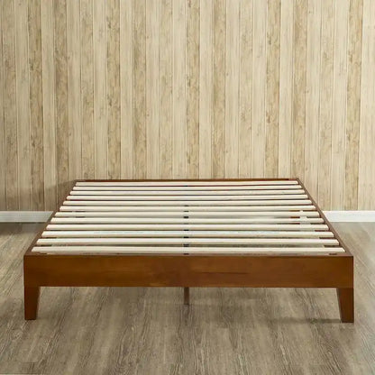 12-Inch King-Size Platform Bed – Brown Wood Finish