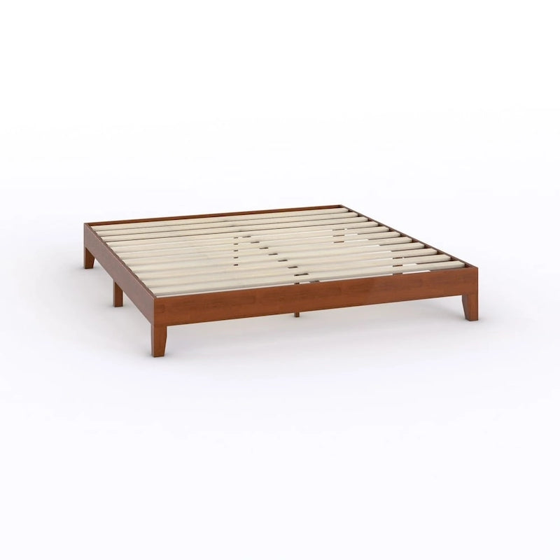 12-Inch King-Size Platform Bed – Brown Wood Finish