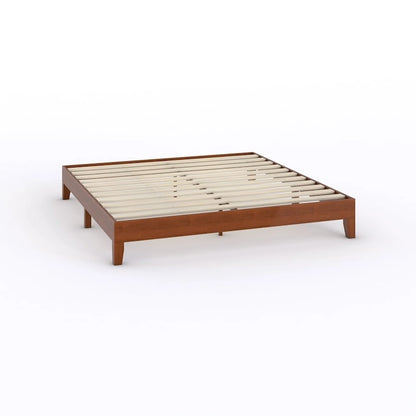 12-Inch King-Size Platform Bed – Brown Wood Finish