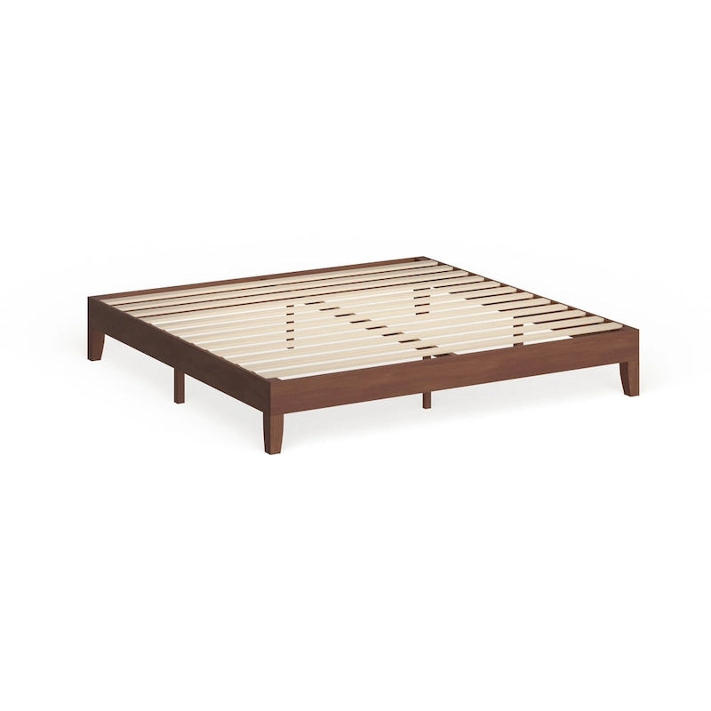 12-Inch King-Size Platform Bed – Brown Wood Finish
