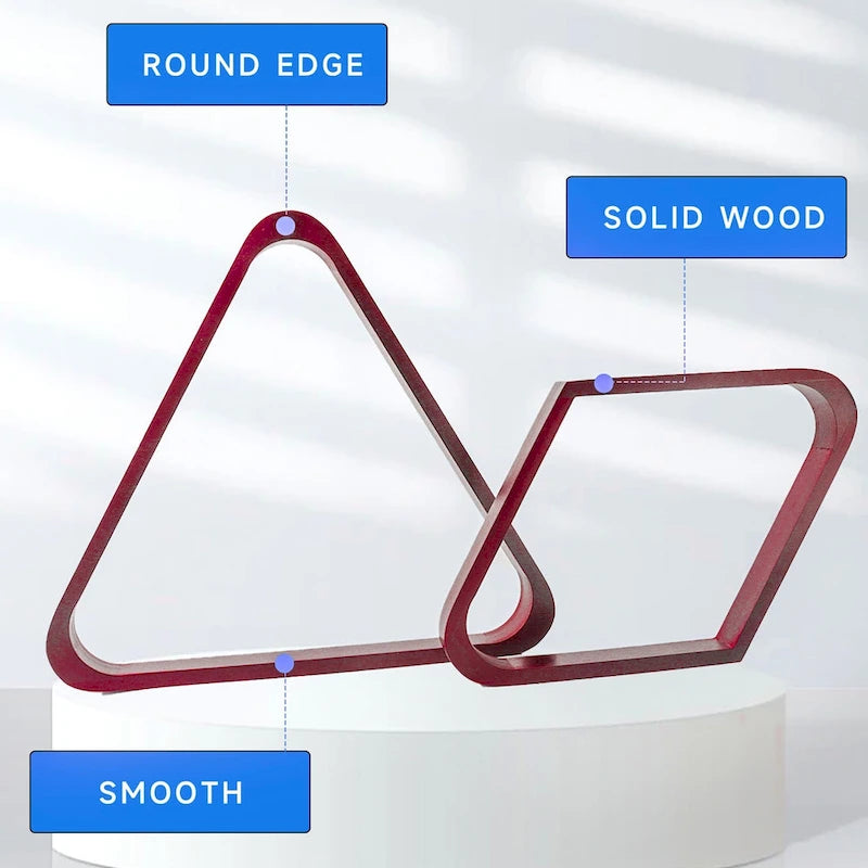 GSE Mahogany Solid Wood Billiard 8-Ball Triangle/9-Ball Diamond Pool Ball Racks for 2-1/4 Pool Balls