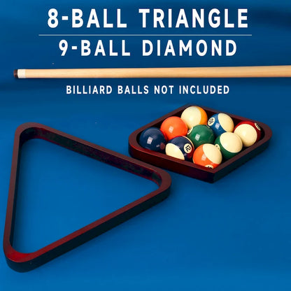 GSE Mahogany Solid Wood Billiard 8-Ball Triangle/9-Ball Diamond Pool Ball Racks for 2-1/4 Pool Balls