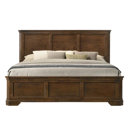 Traditional Wood Panel Bedroom Set, Antique Walnut Finish