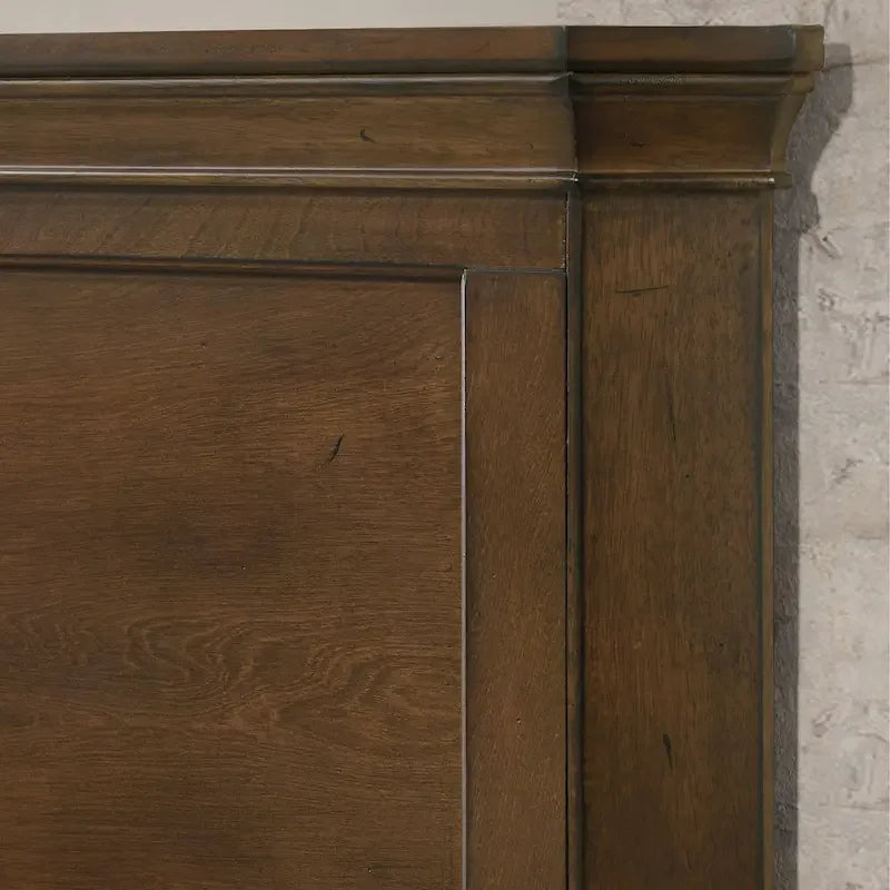 Traditional Wood Panel Bedroom Set, Antique Walnut Finish