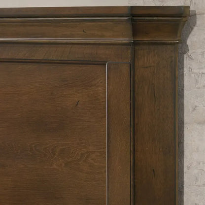 Traditional Wood Panel Bedroom Set, Antique Walnut Finish