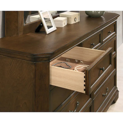 Traditional Wood Panel Bedroom Set, Antique Walnut Finish