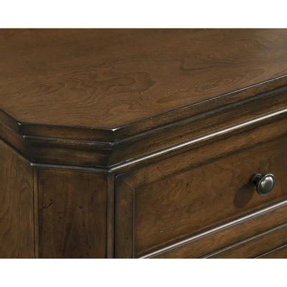 Traditional Wood Panel Bedroom Set, Antique Walnut Finish