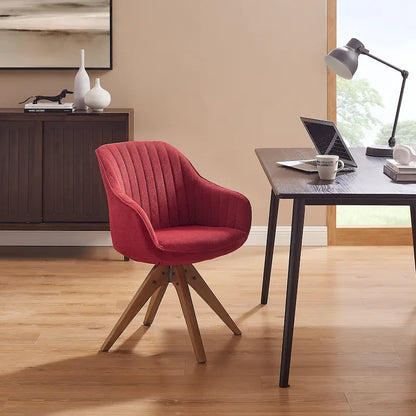 Mid-Century Modern Swivel Arm Accent Chair with Wood Legs