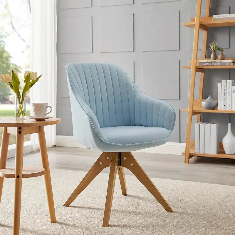 Mid-Century Modern Swivel Arm Accent Chair with Wood Legs