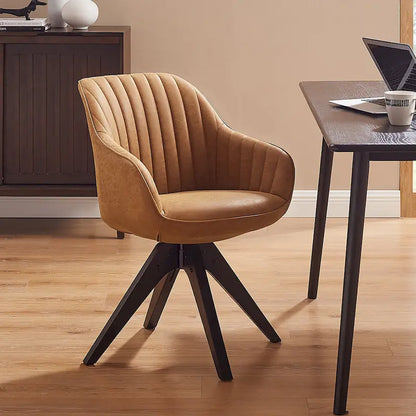 Mid-Century Modern Swivel Arm Accent Chair with Wood Legs